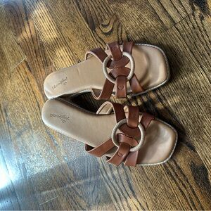 Etienne Aigner Brown Leather Sandals with Braided Straps